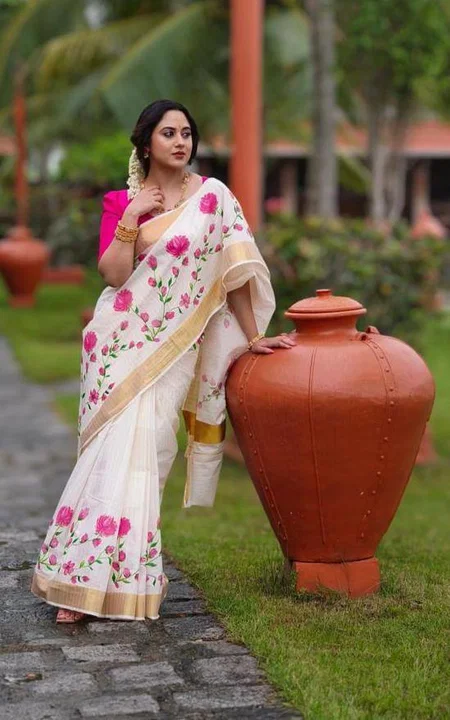 MG 599 Linen With Gold Jari Online Border Printed Saree Wholesale